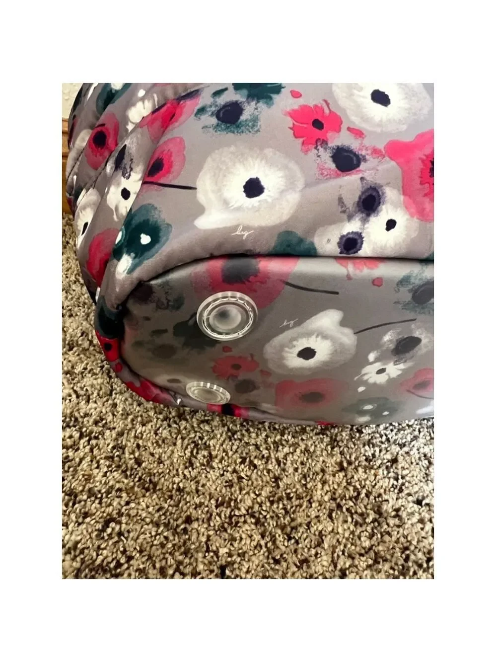 Women's Lug One Size Grey Pink Floral Puffer Hobo Bag